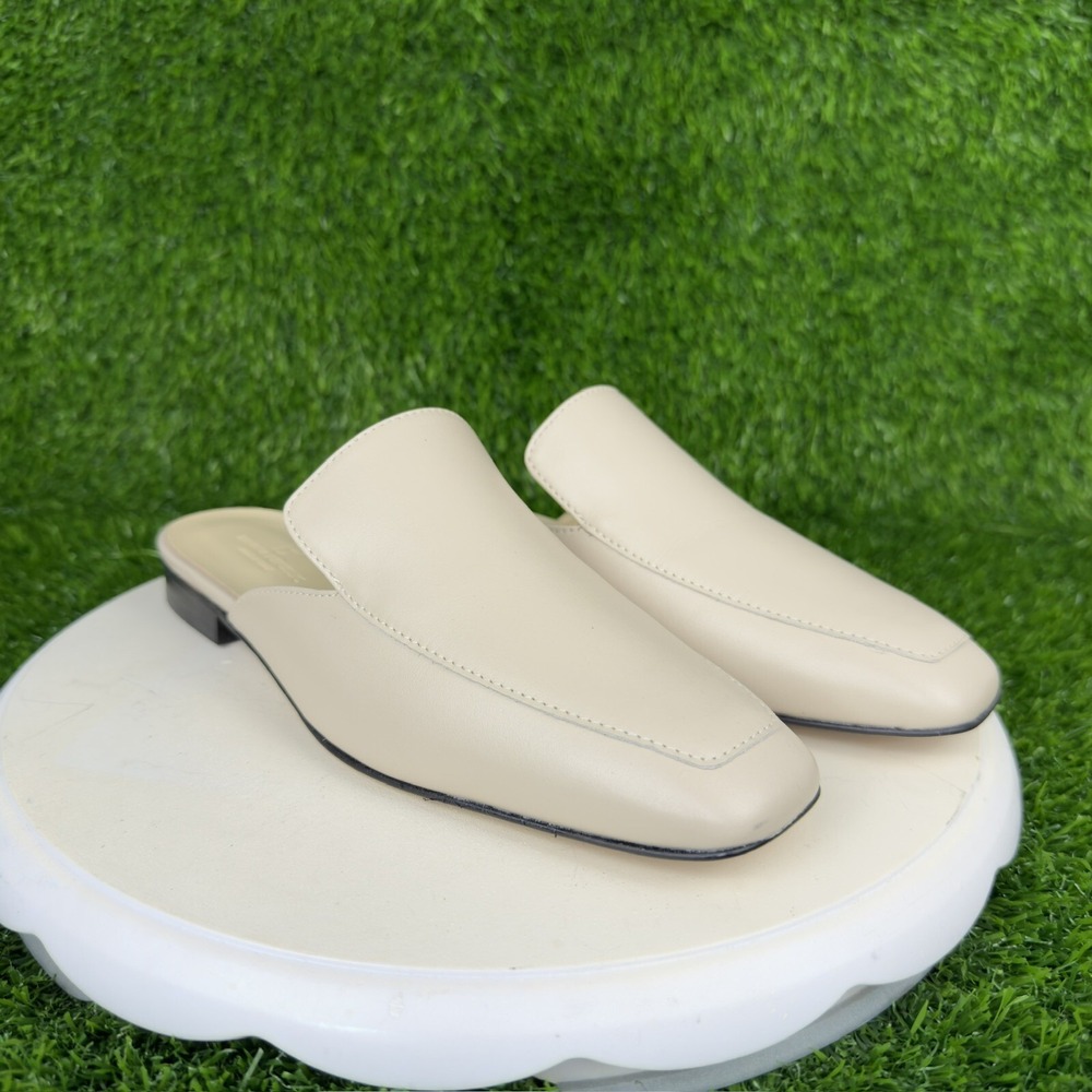 Vintage 90s Banana Republic Bond Leather Mule Slides Flats Bone Beige 5.5